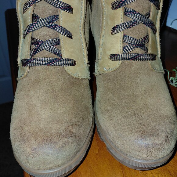 Sorel Womens Size 9.5 Cate The Great Wedge Boots Lace Up High Tall Camel - Picture 9 of 9